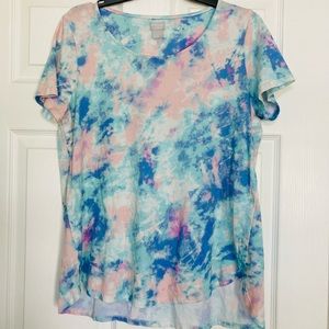Chico’s women’s tie dye t-shirt blue pink
